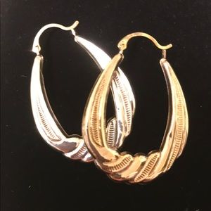 14k Gold and Sterling Silver Hoop Earrings